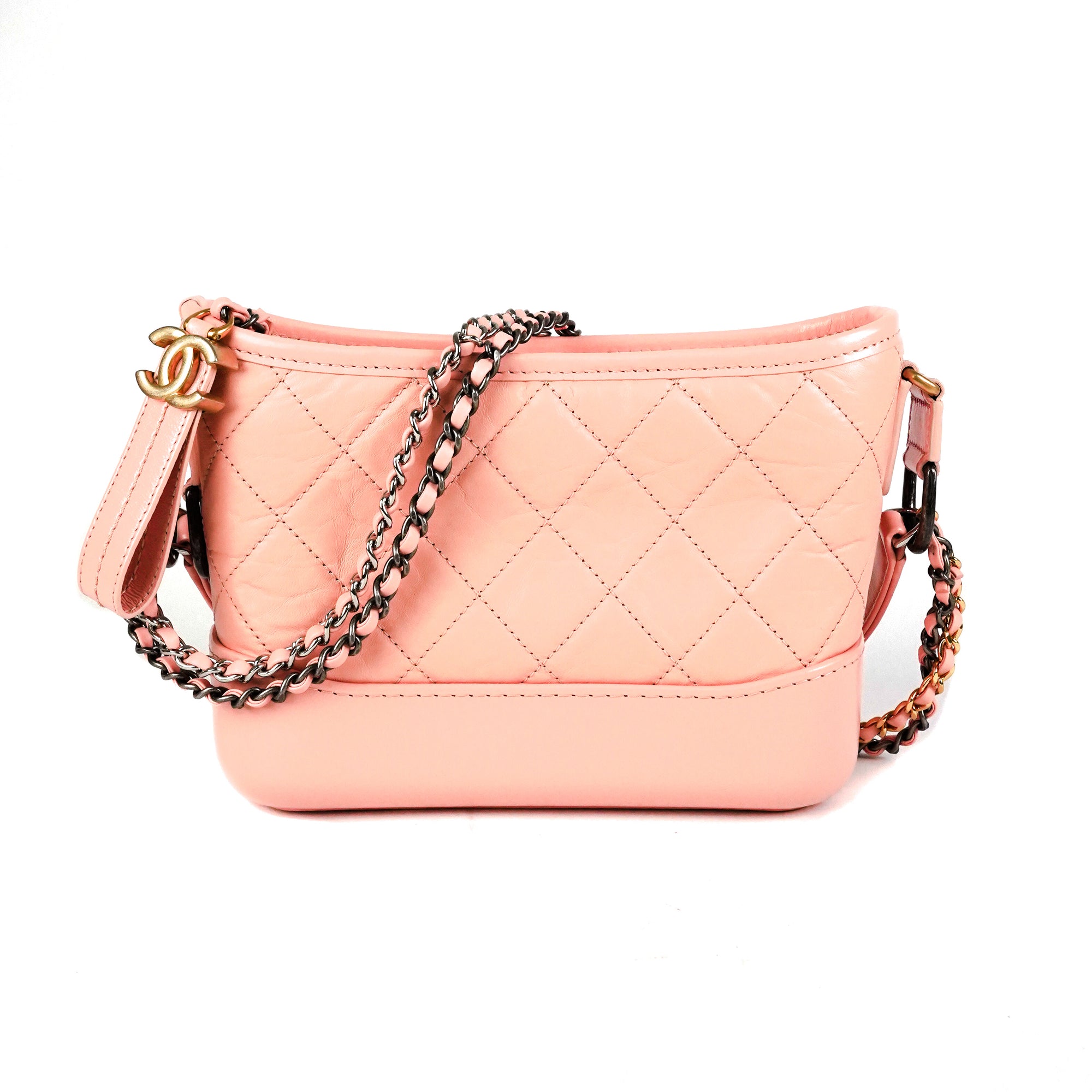 Chanel Small Gabrielle Hobo Iridescent Pink Aged Calfskin Mixed Hardwa   Coco Approved Studio