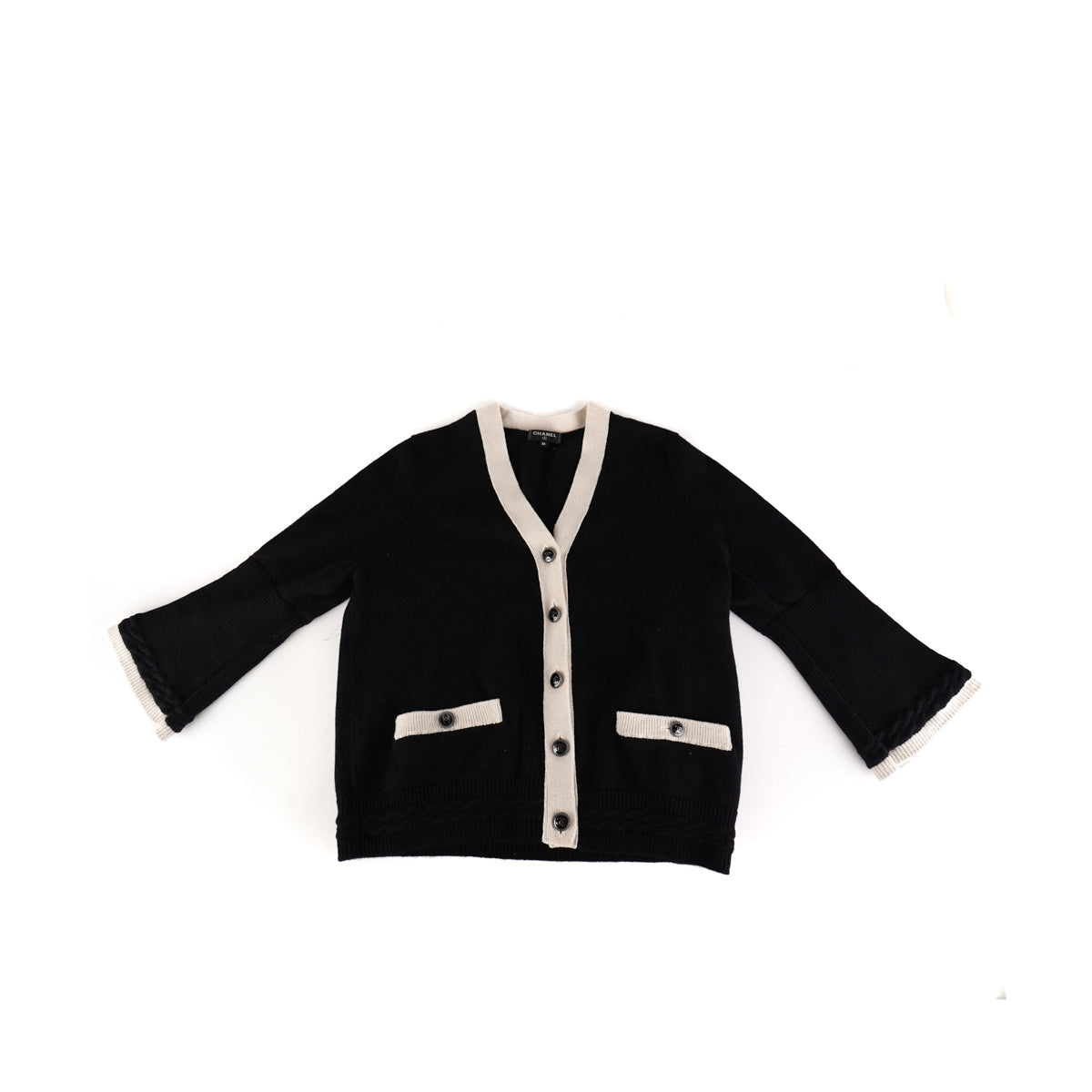 Chanel Black  White Cashmere Cardigan 19B  Coco Approved Studio