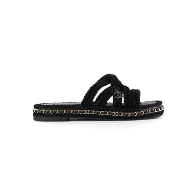 Chanel Rope Sandals Black 38 2021 - THE PURSE AFFAIR