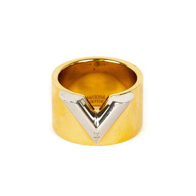LOUIS VUITTON Brass Essential V Ring M Gold Silver 649349