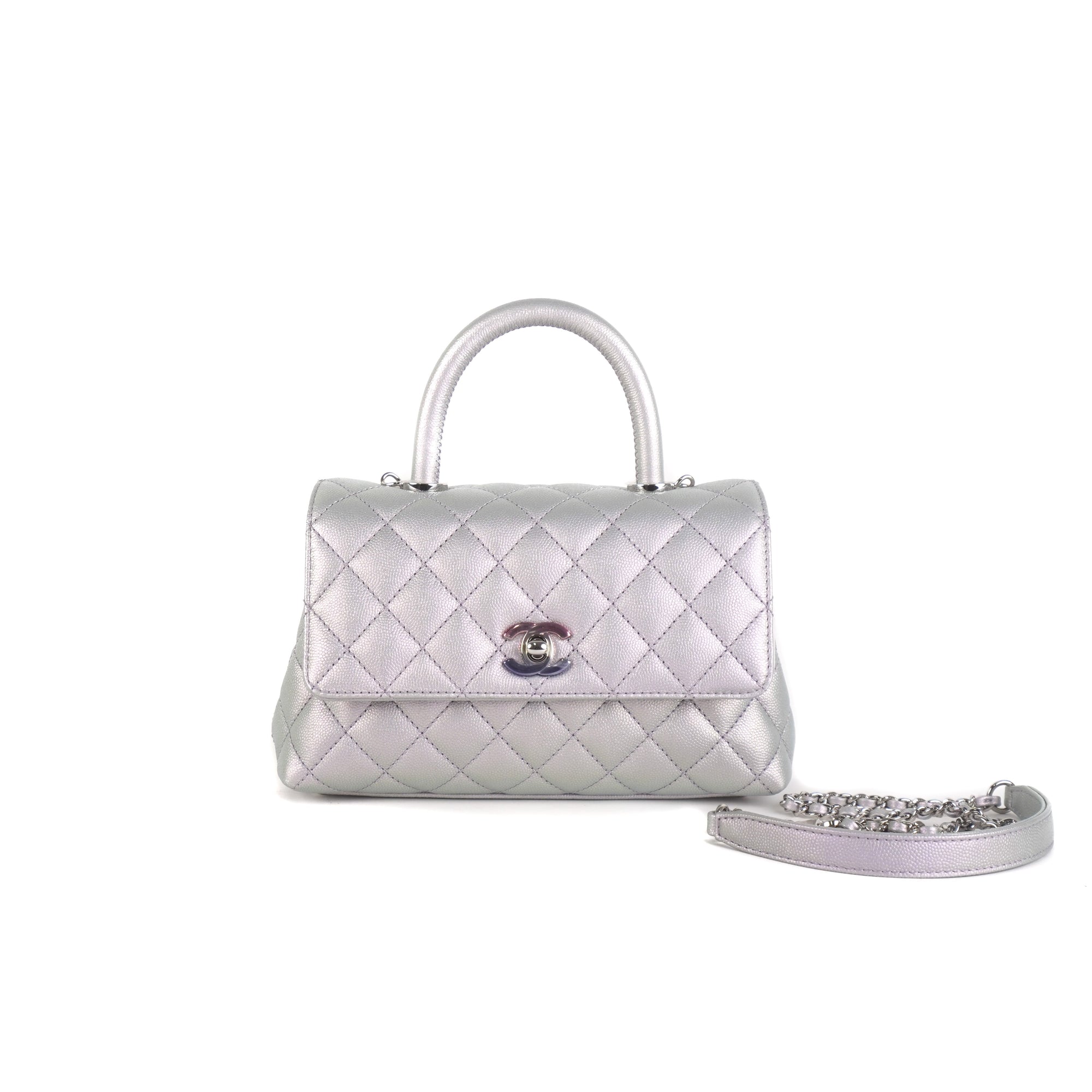 Chanel Small-Mini Coco Handle Iridescent Lavender 21K - THE PURSE AFFAIR