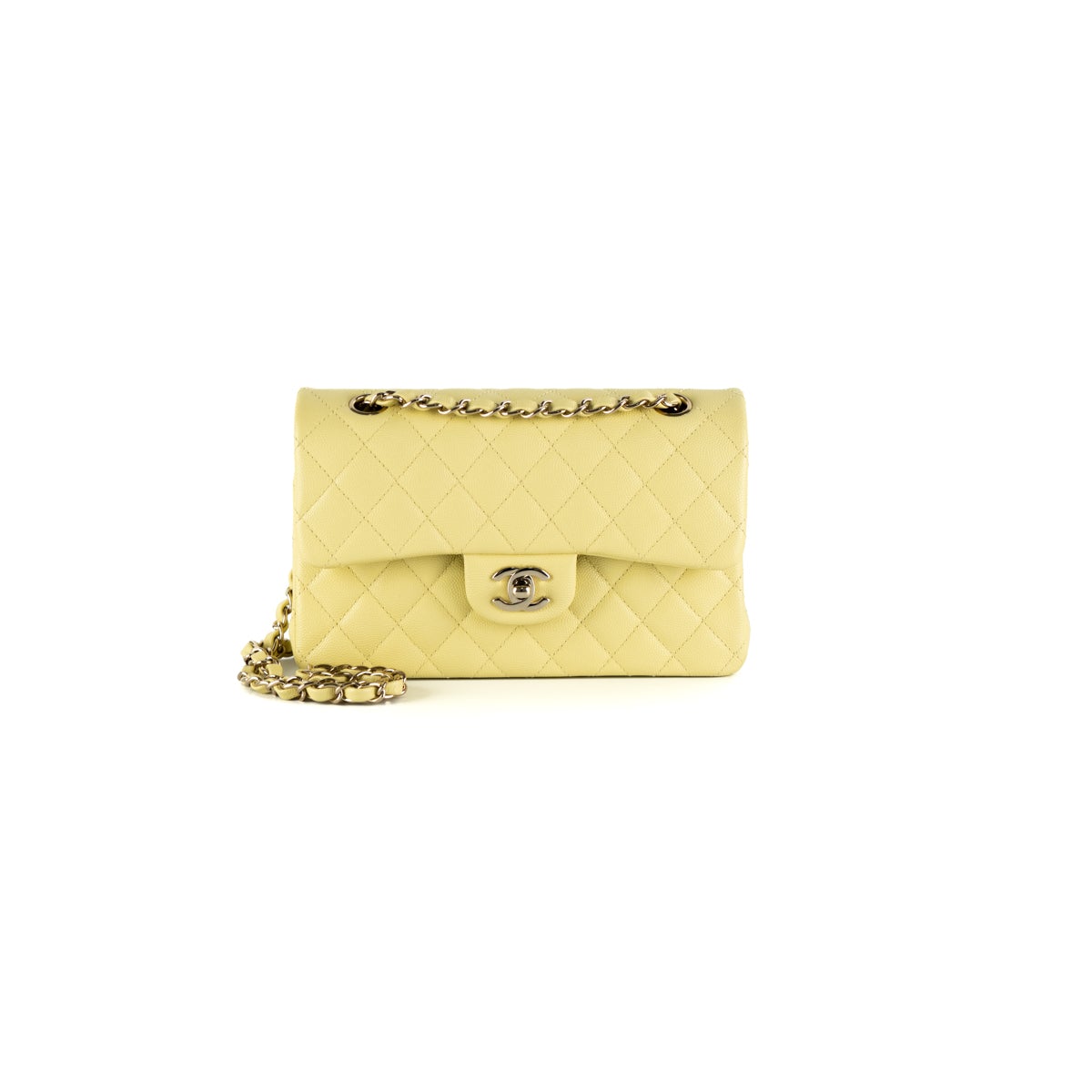 Classic handbag Patent calfskin  goldtone metal yellow  Fashion   CHANEL