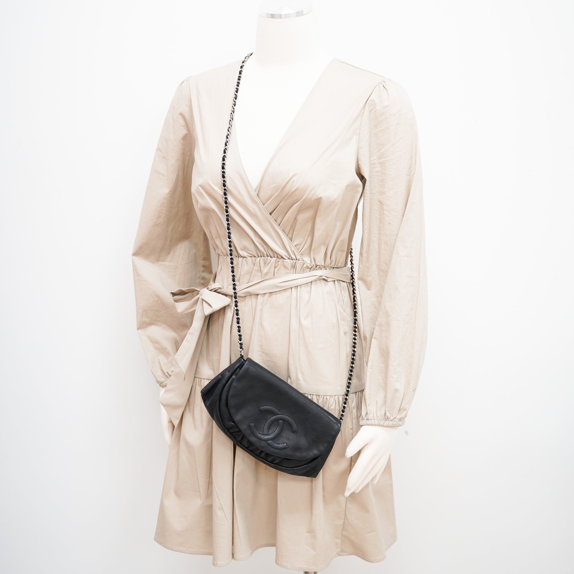 Chanel Vintage Half Moon Two Tone Chain Flap Quilted Lambskin Mini at  1stDibs