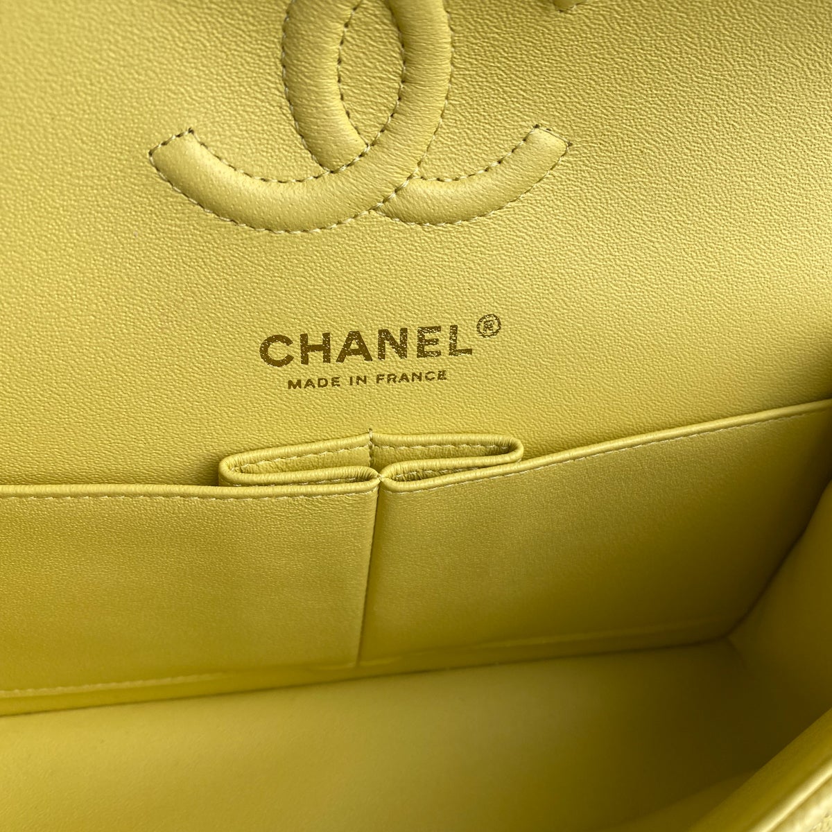 Chanel Classic Quilted Lambskin Double Flap Jumbo Bag in Yellow  Worlds  Best