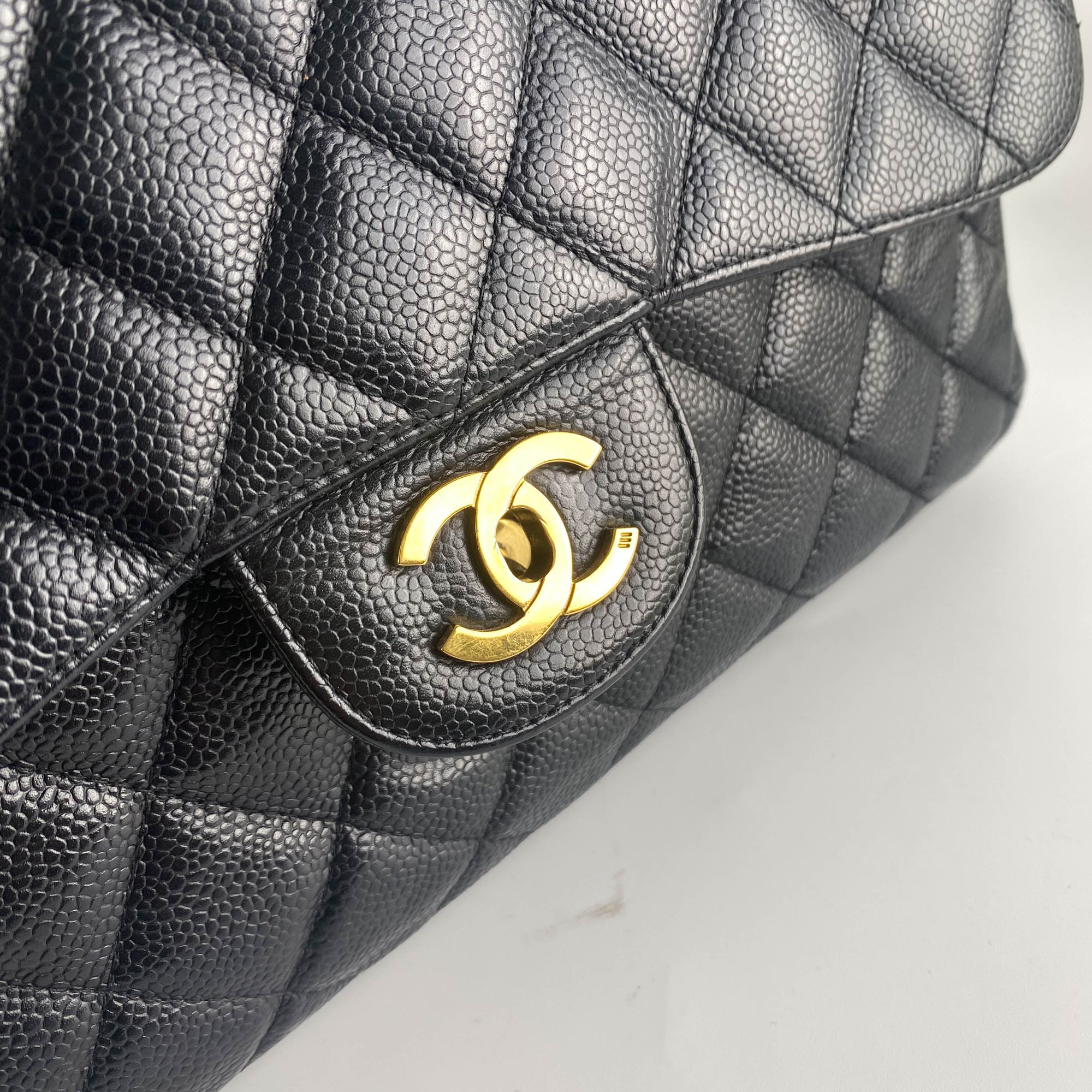 HOLD- Chanel Classic Single Flap Caviar Jumbo Black Bag - THE PURSE AFFAIR