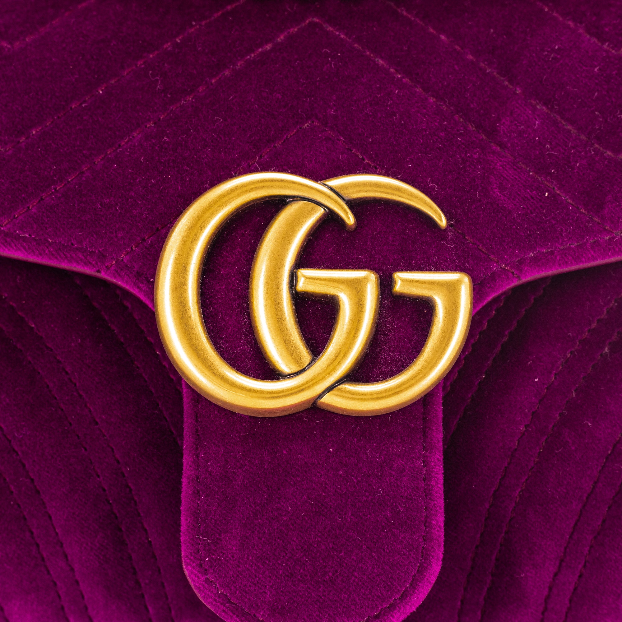 Gucci Marmont Small Velvet Purple Cross Body - THE PURSE AFFAIR
