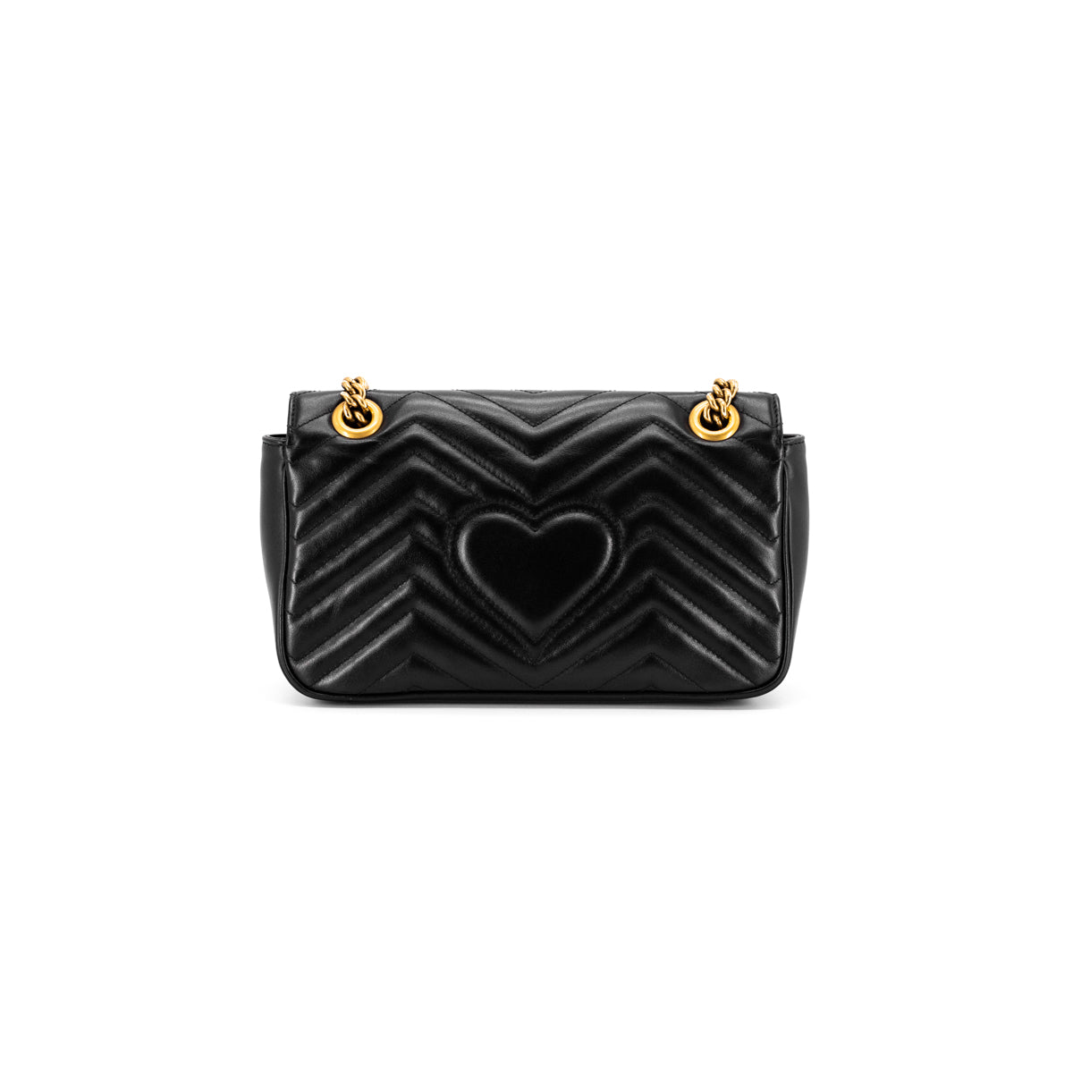 black gucci bag with heart on back