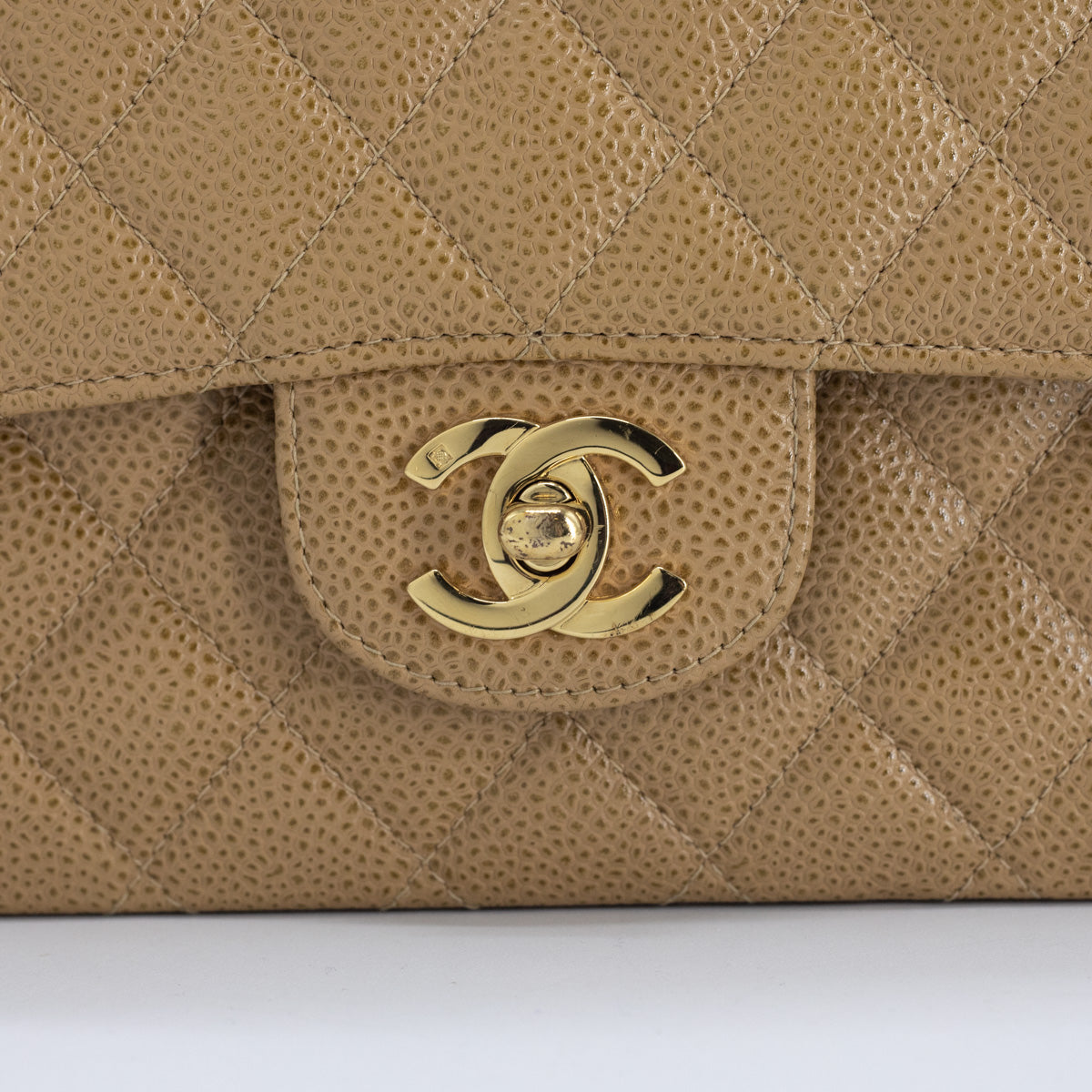 Chanel 24K Quilted Caviar Medium/Large Classic Flap Dark Beige/Caramel -  THE PURSE AFFAIR