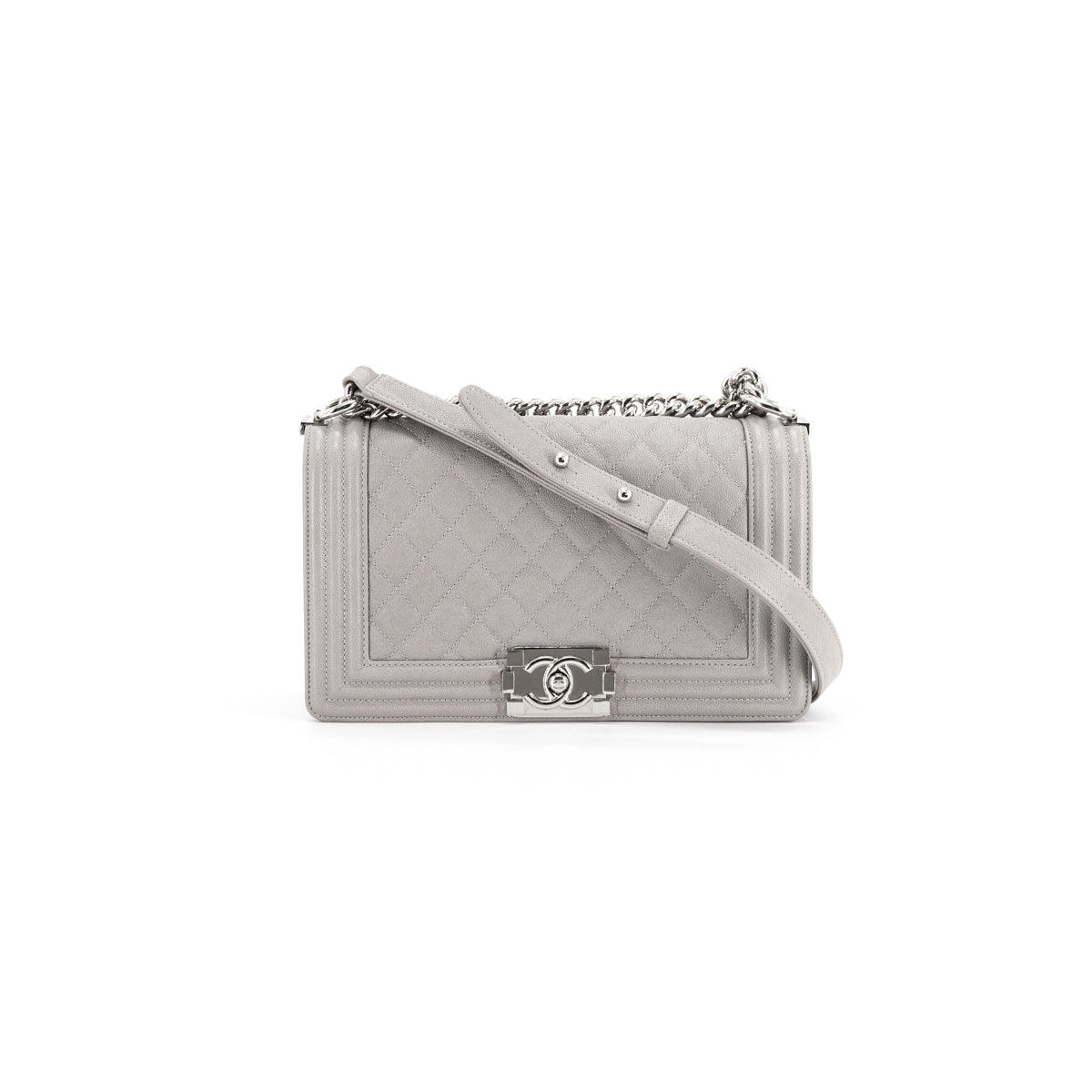 Chanel Old Medium Boy Bag Grey Matte Iridescent Ruthenium Hardware  eBay