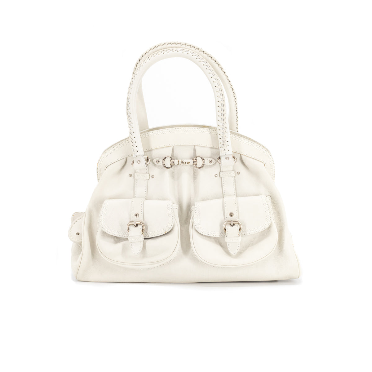 Dior White Dior Oblique Canvas Shoulder Bag Leather Cloth Cloth ref165777   Joli Closet