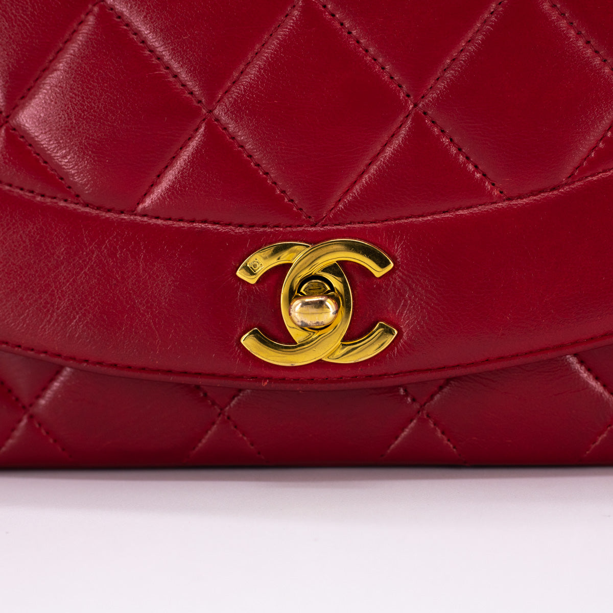 Chanel Small Red Diana Flap 24k Gold - THE PURSE AFFAIR