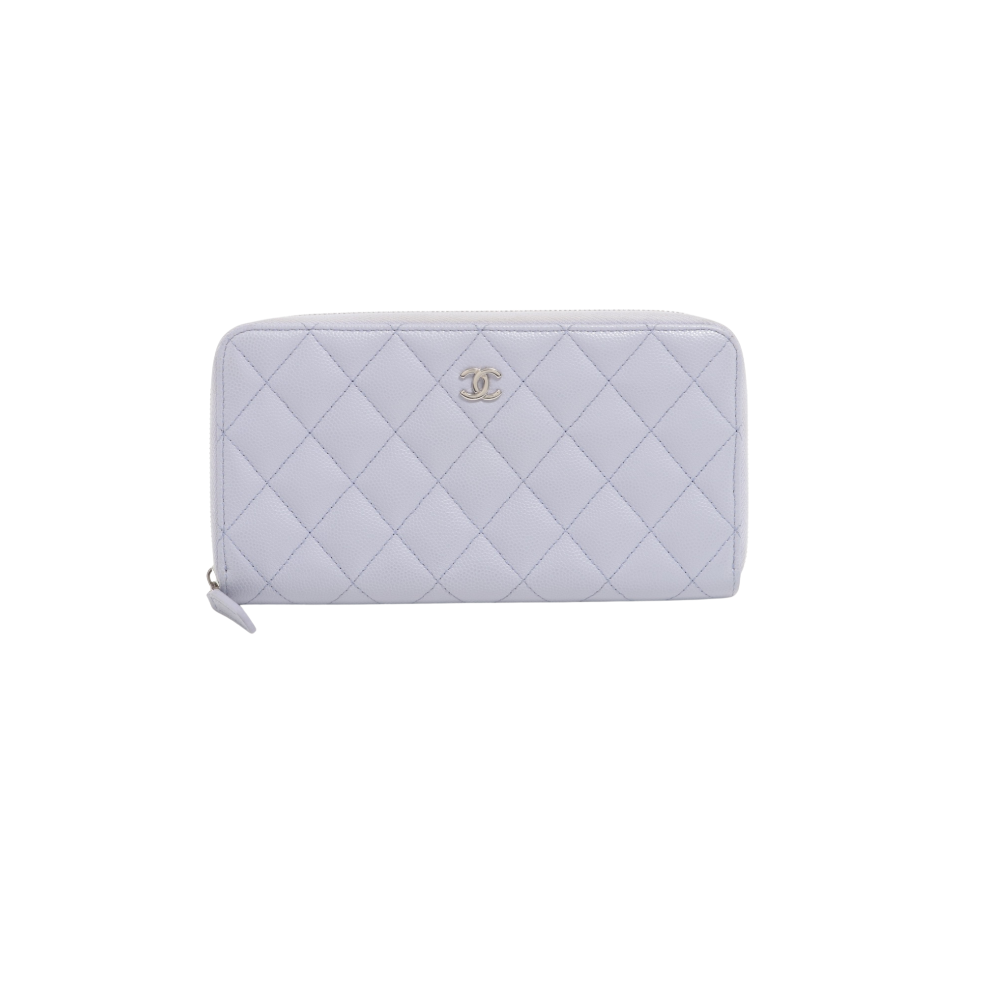 Pink Quilted Caviar Classic Long Zipped Wallet
