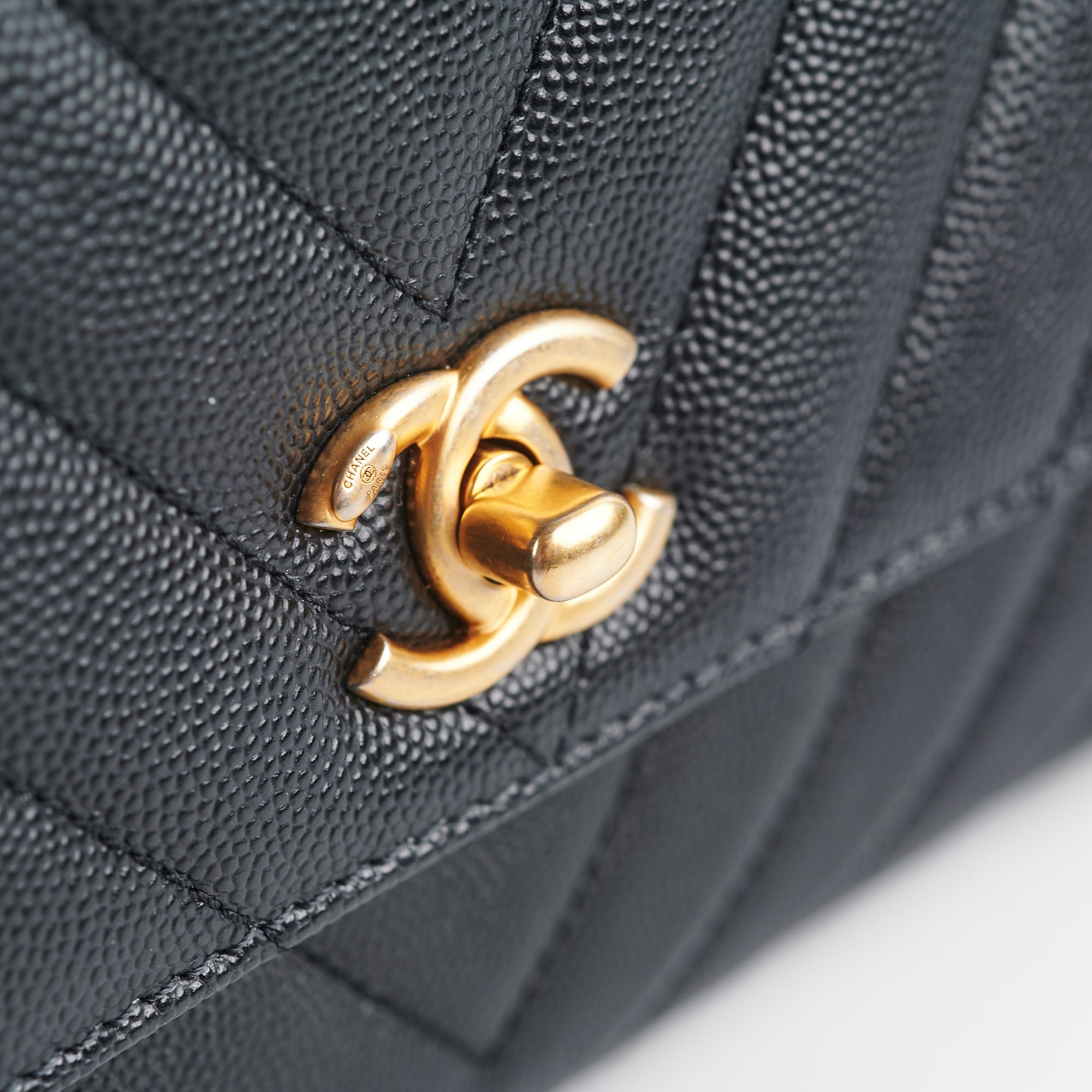 Chanel Chevron Caviar Small Coco Handle Black - THE PURSE AFFAIR