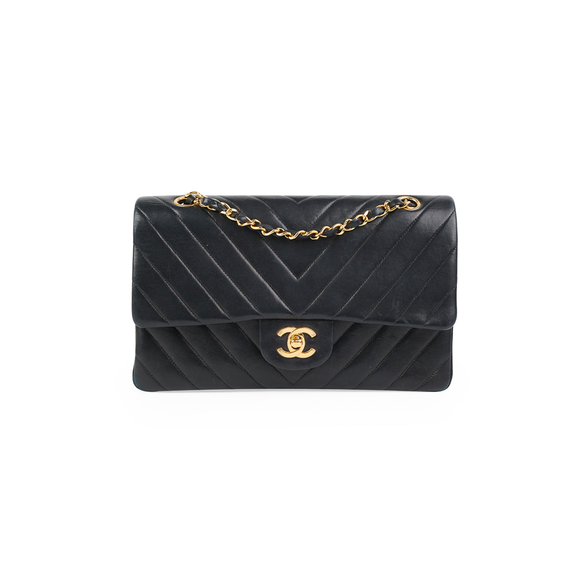 Chanel chevron mini rectangular bag black caviar  VintageUnited