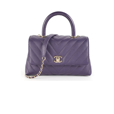 Chanel Coco Handle Small Caviar Purple - THE PURSE AFFAIR