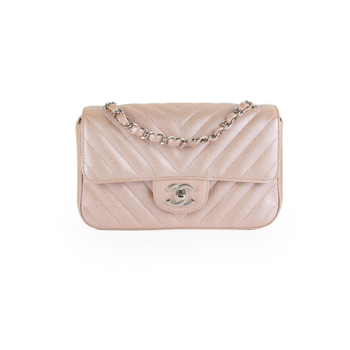 Chanel Iridescent Rose Gold Chevron Quilted Caviar Mini Flap Silver  Hardware, 2017 Available For Immediate Sale At Sotheby's