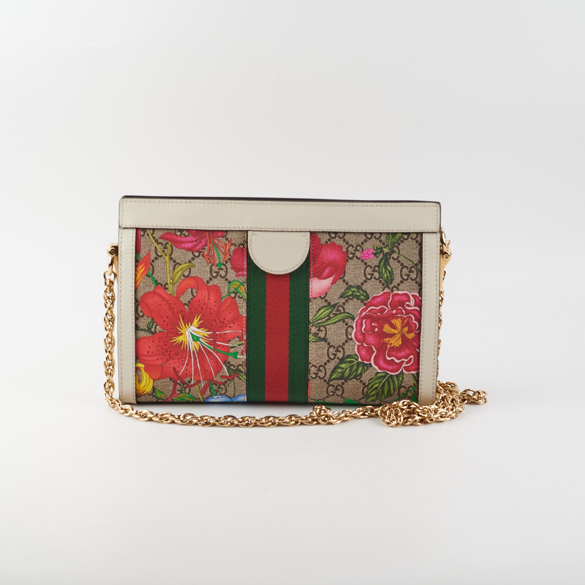 Gucci Ophidia GG Flora Small Shoulder Bag Cream - THE PURSE AFFAIR