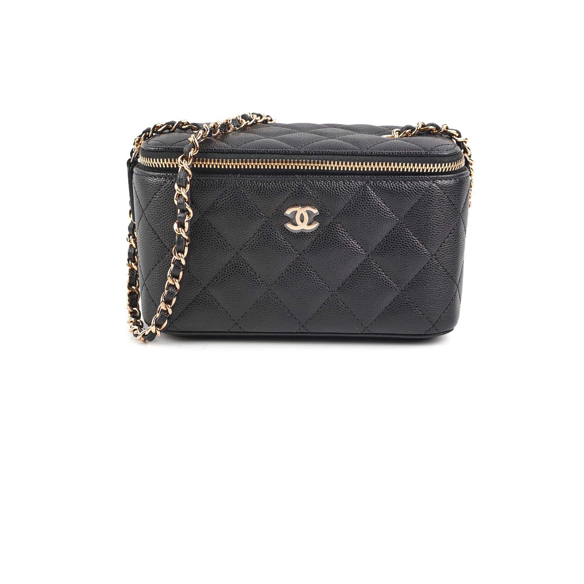 Chanel Vanity Case Small StrawCalf BeigeGold  SACLÀB
