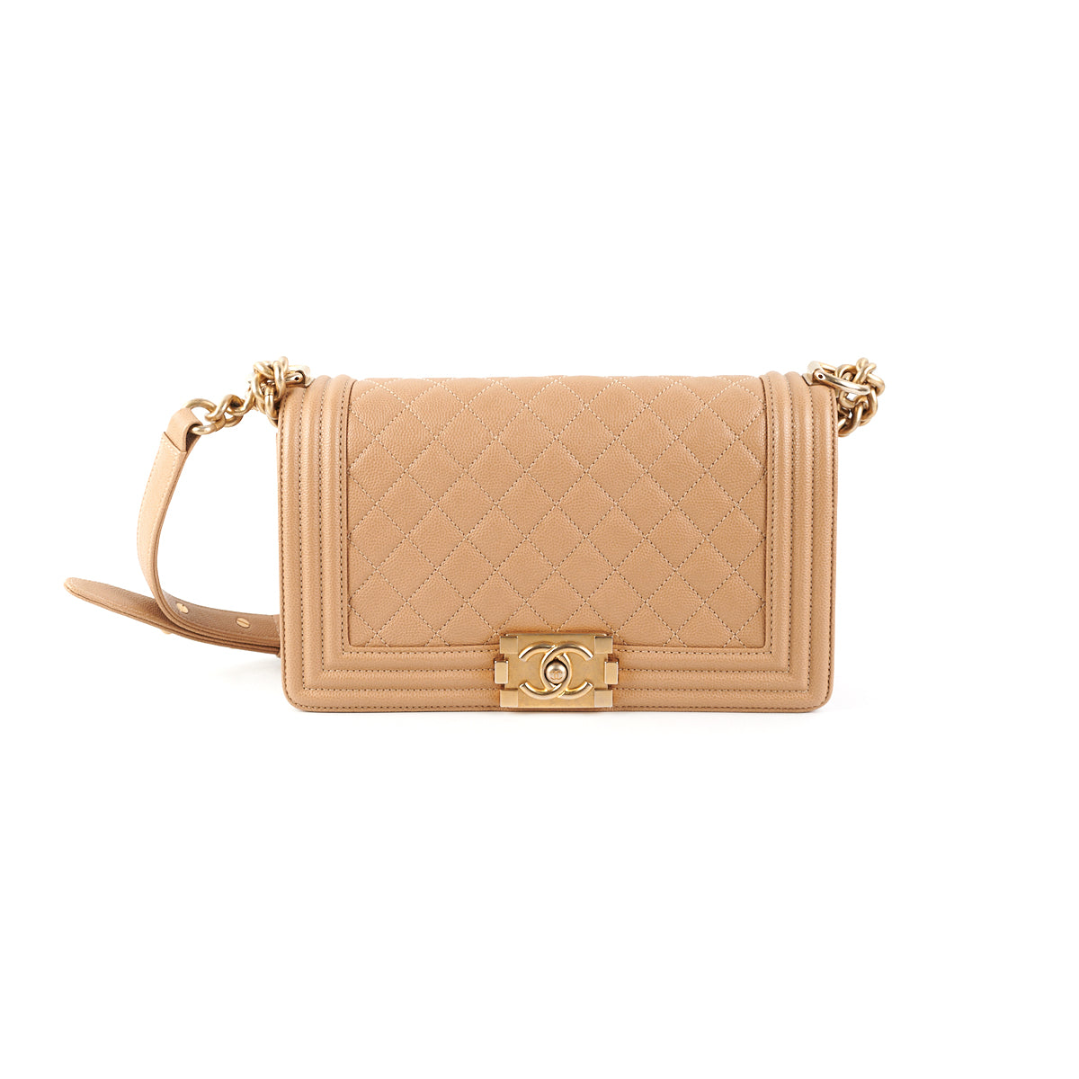 Chanel Boy Chevron Nude  New  Designer WishBags