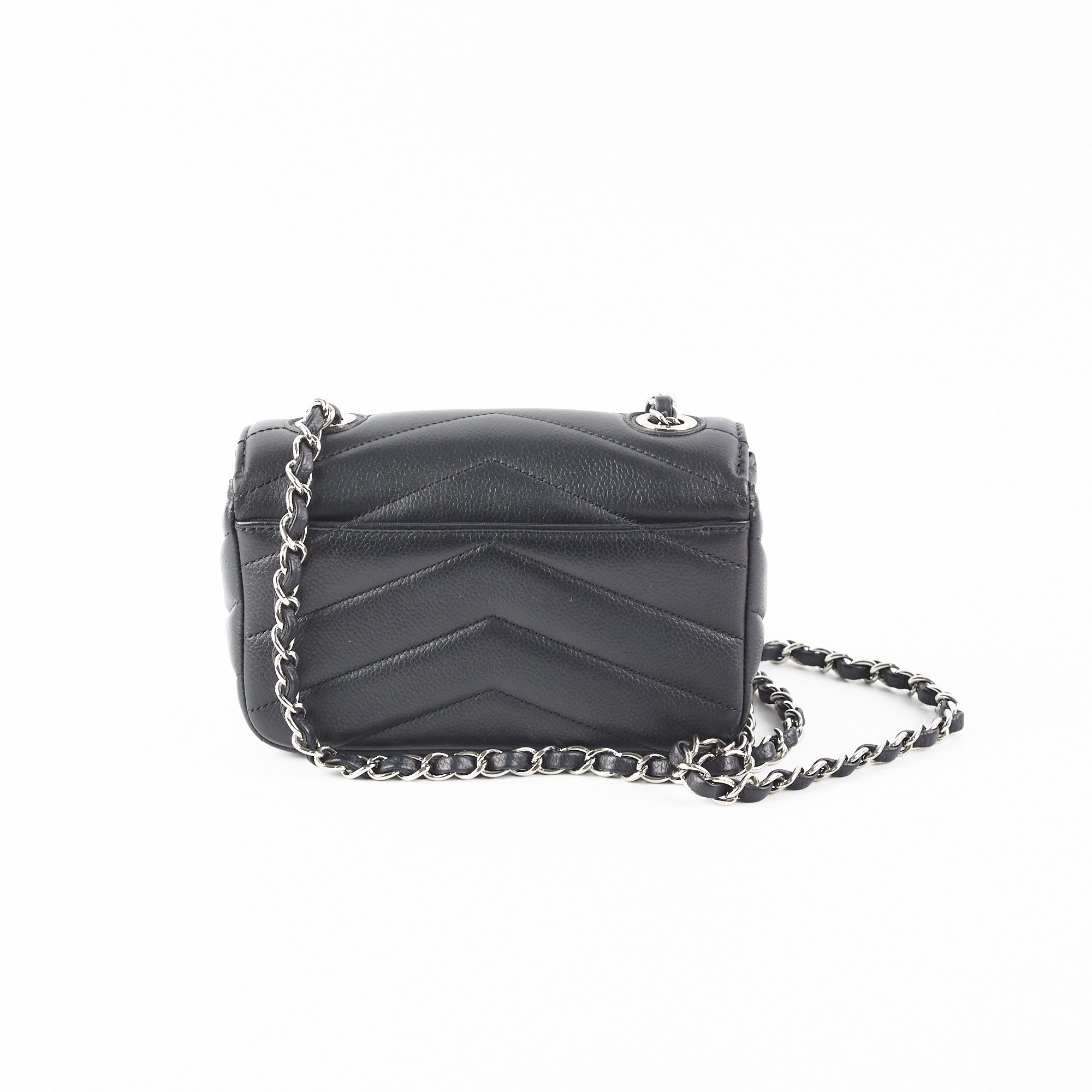 Black Chanel Leather Bag with Leather Logo  Harrietts Closet