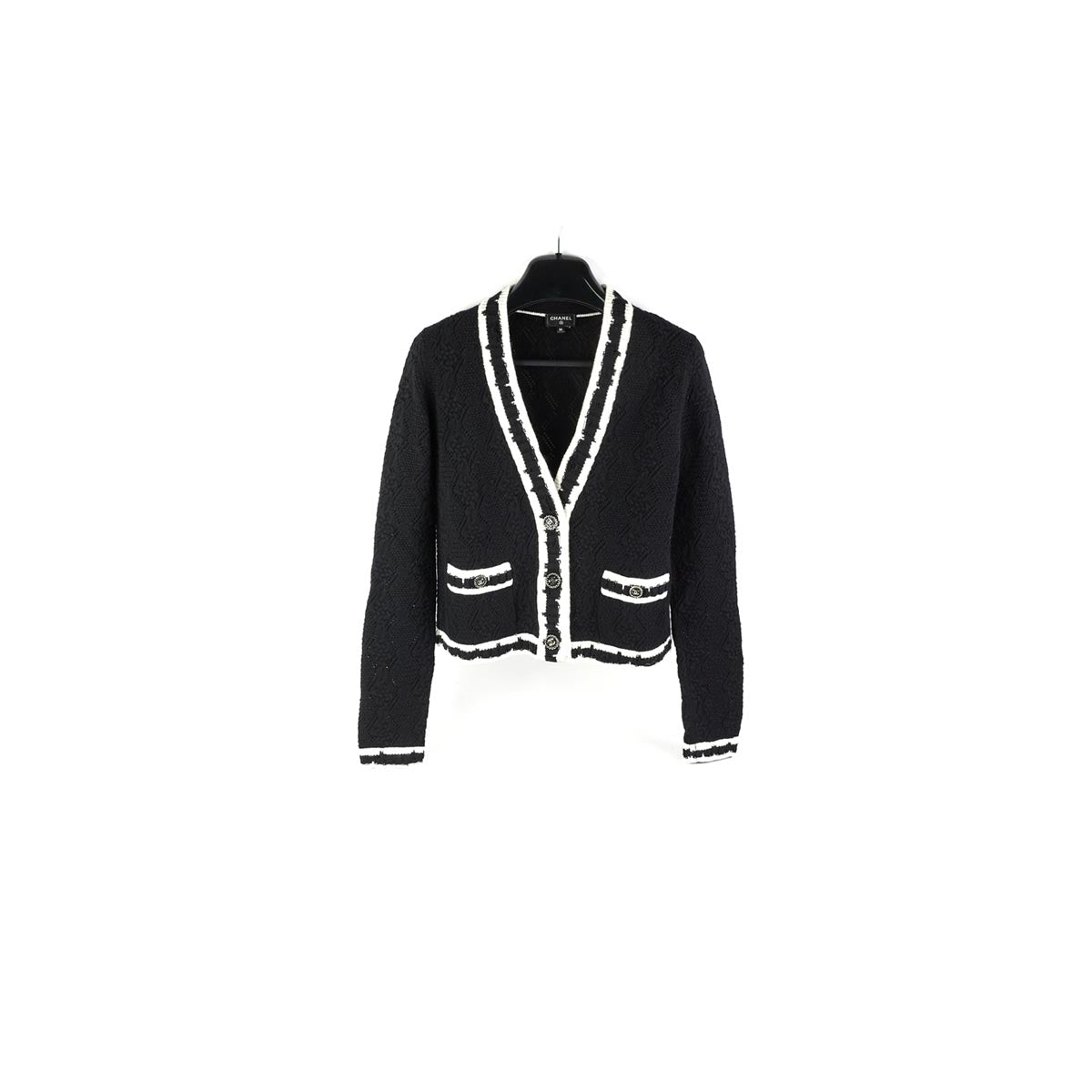 Black  White Chanel Style Cardigan Womens Fashion Coats Jackets and  Outerwear on Carousell