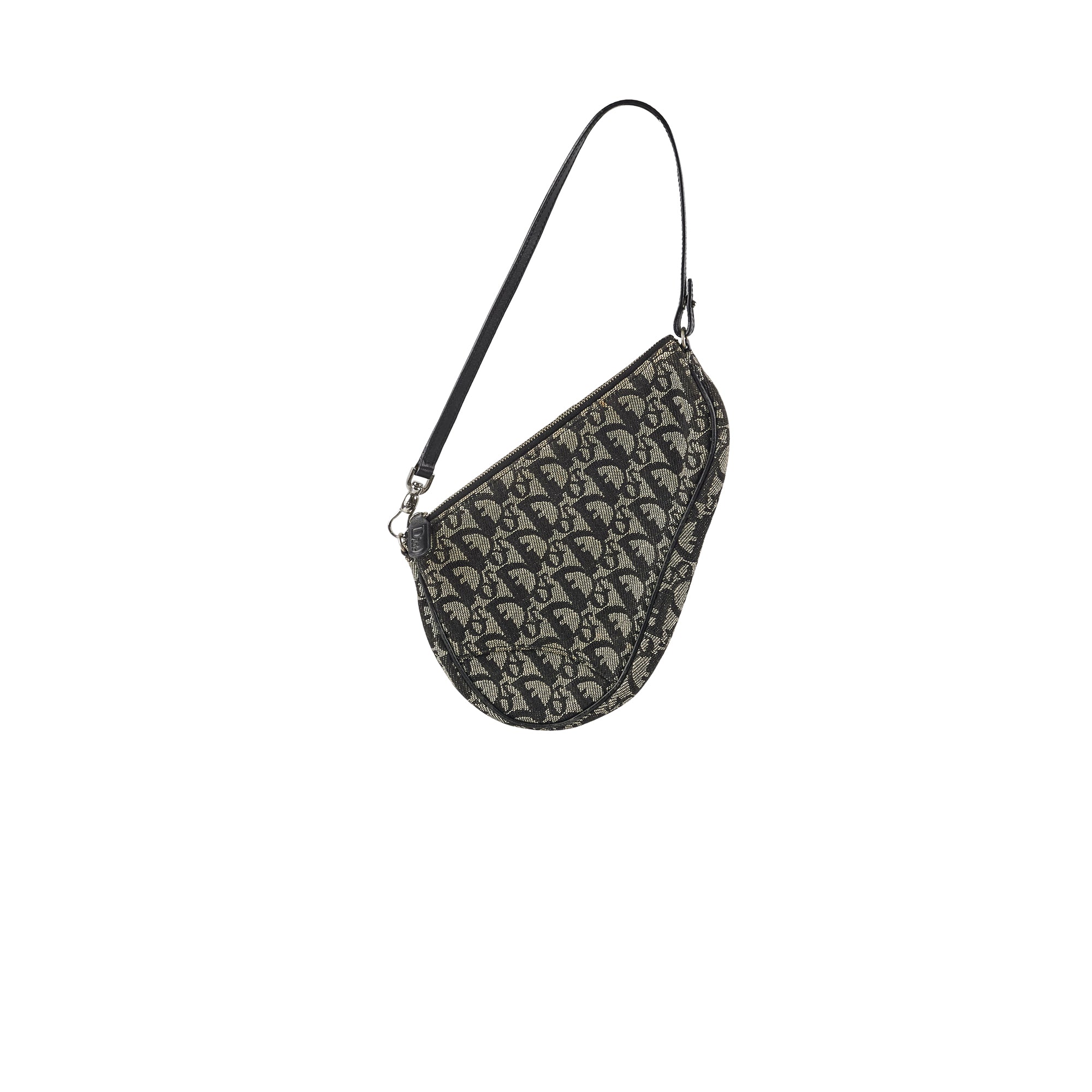 Mini Saddle Bag with Strap Beige and Black Dior Oblique Jacquard and Black  Grained Calfskin  DIOR