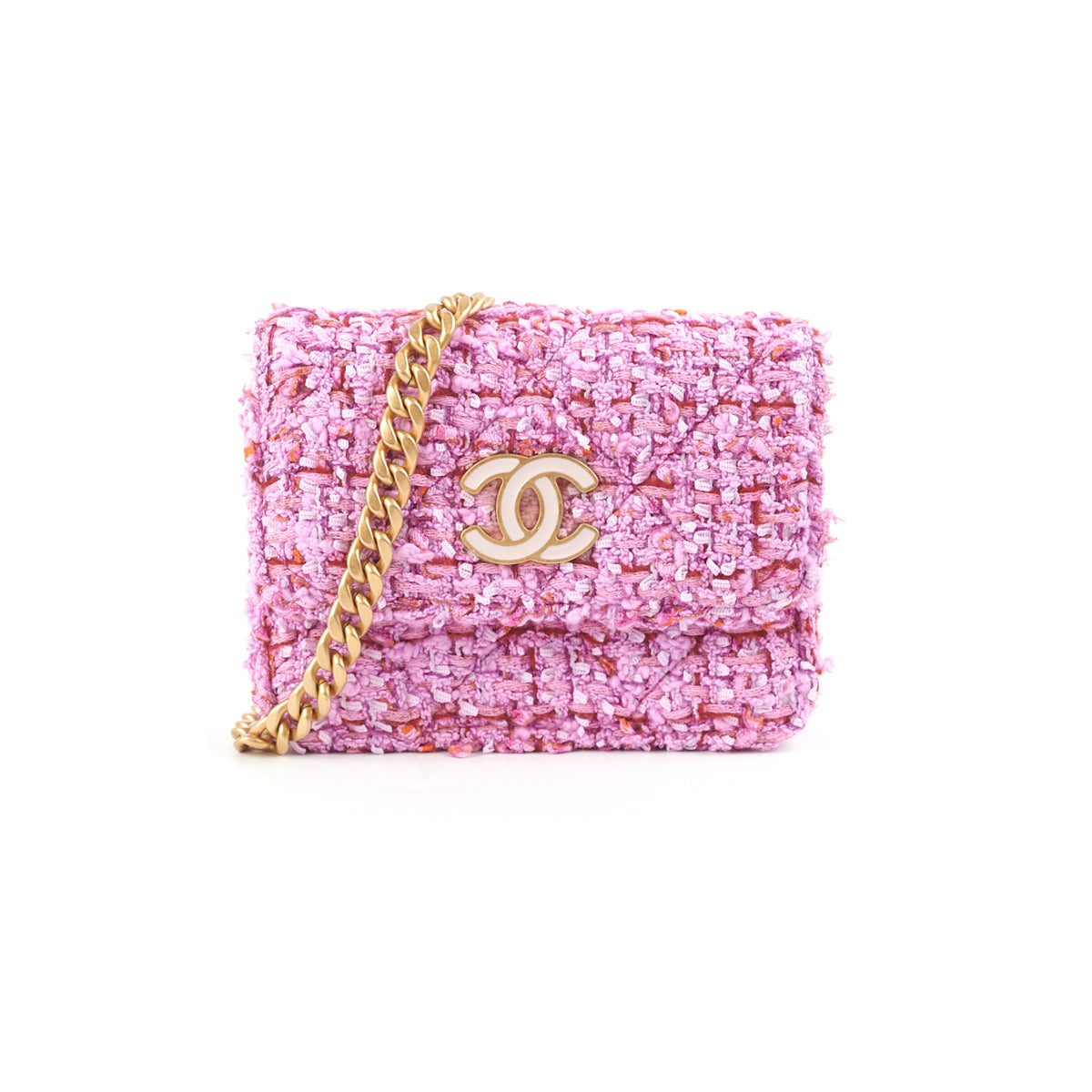 Lot  CHANEL HOT PINK TWEED BAG