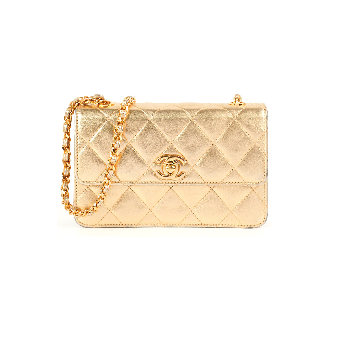 Chanel Vintage Gold Quilted Lambskin Mini Flap Bag was 4288  Vault 55