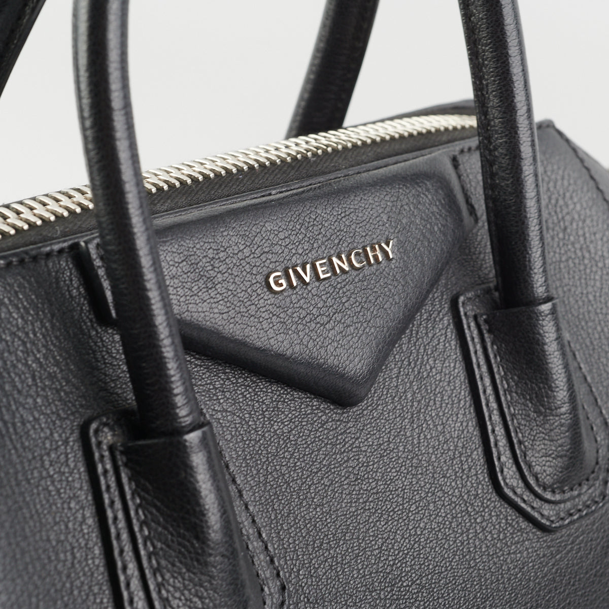 givenchy antigona small black grained leather handbag