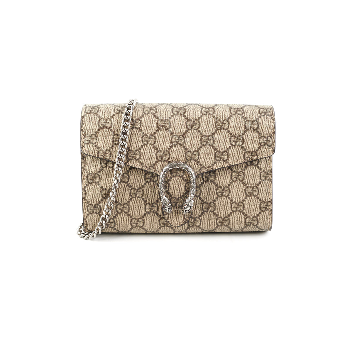 Gucci GG Supreme chain wallet Monogram Beige - THE PURSE