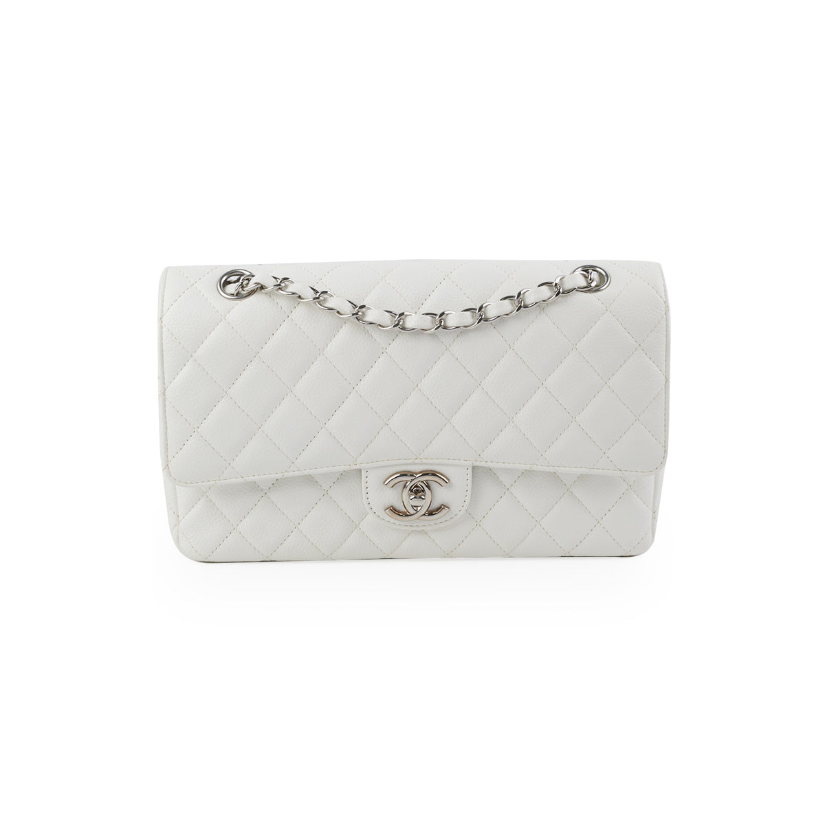 Túi Chanel Classic Handbag Lambskin White Gold Like Authentic