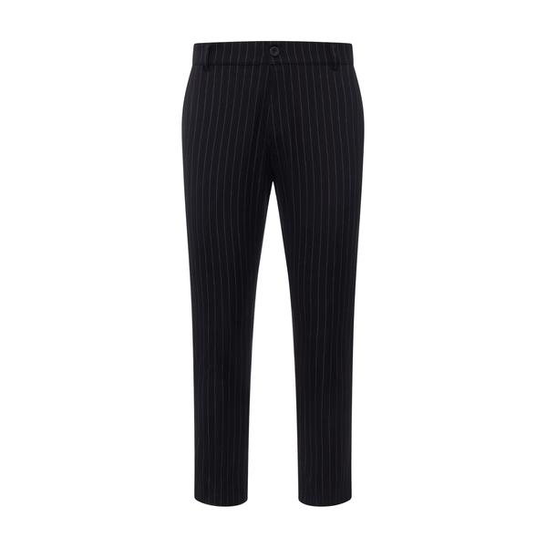 black and red pinstripe pants