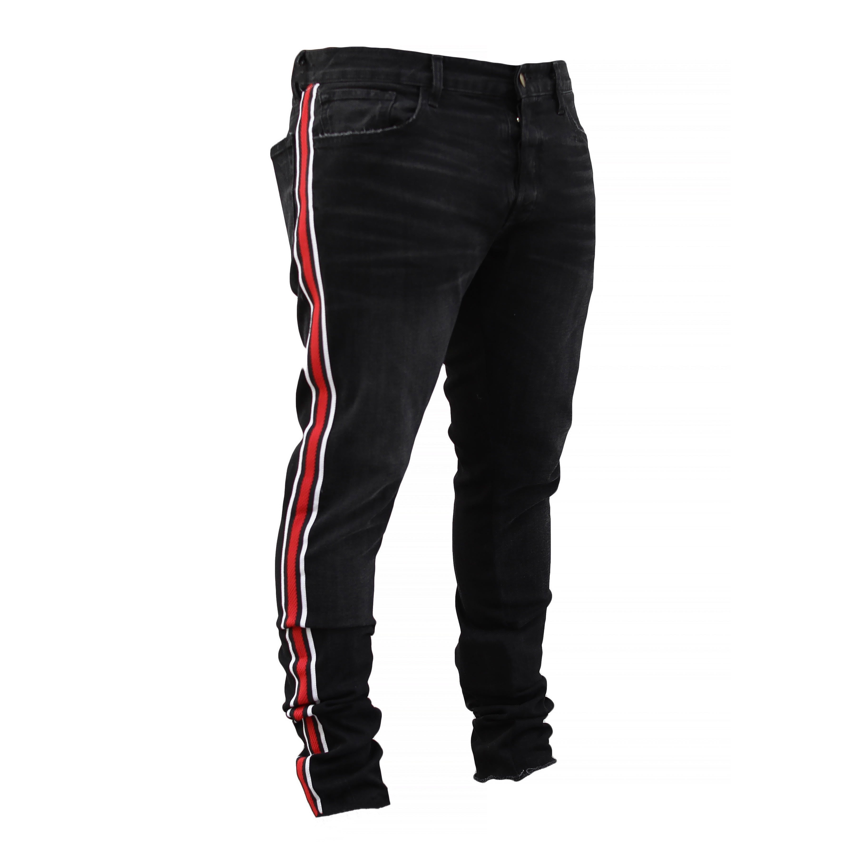 THE TRACK JEANS - BLACK/RED – CHRISTOS
