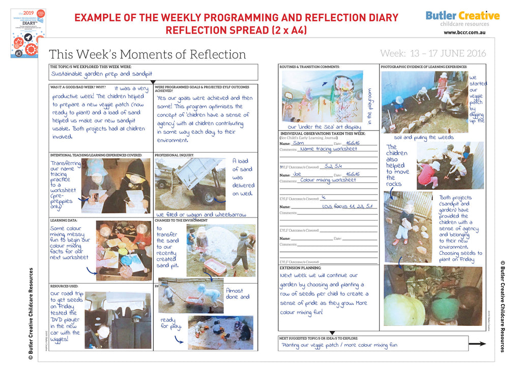 child care daily reflection examples