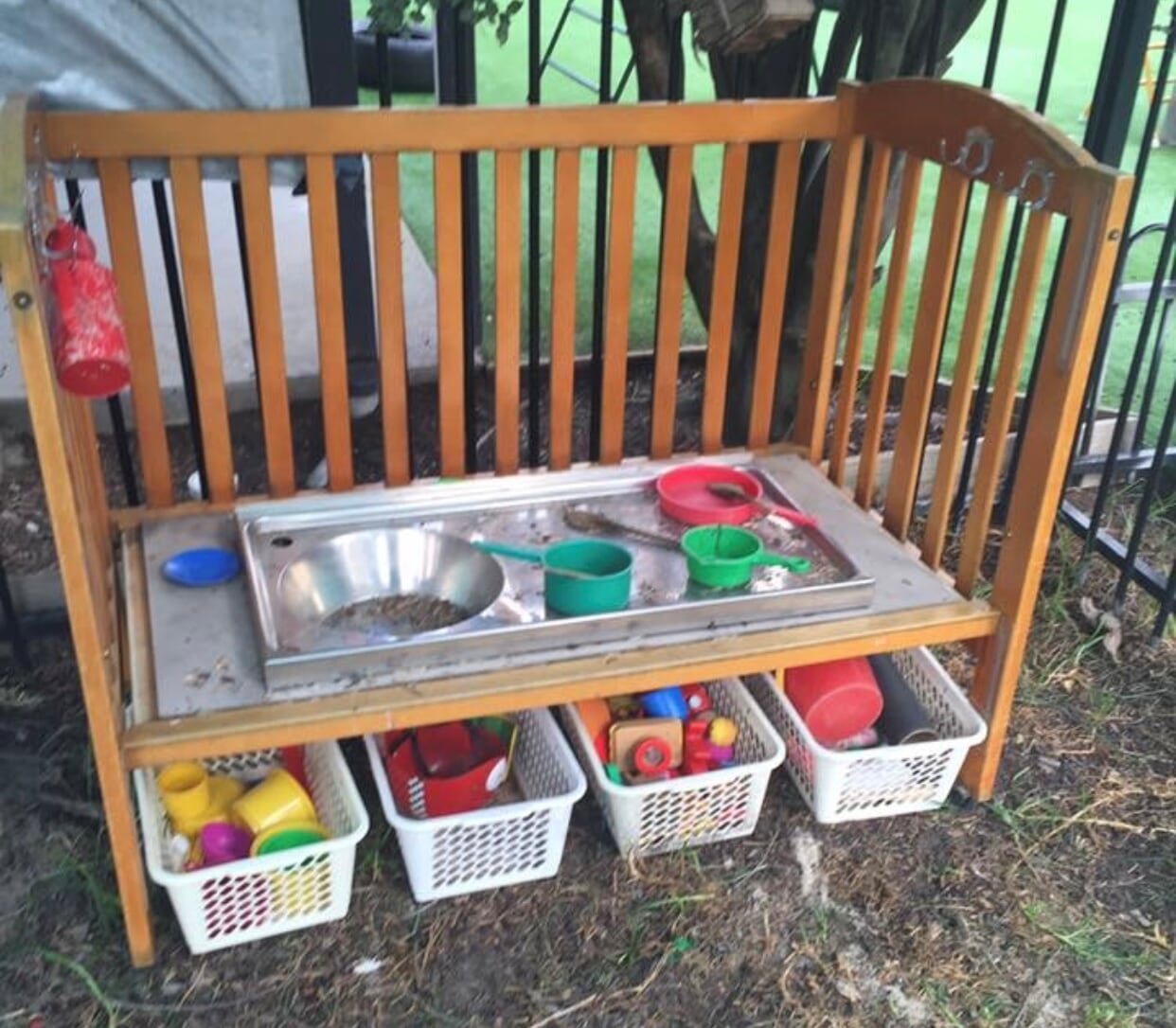 recycled cot mud kitchen