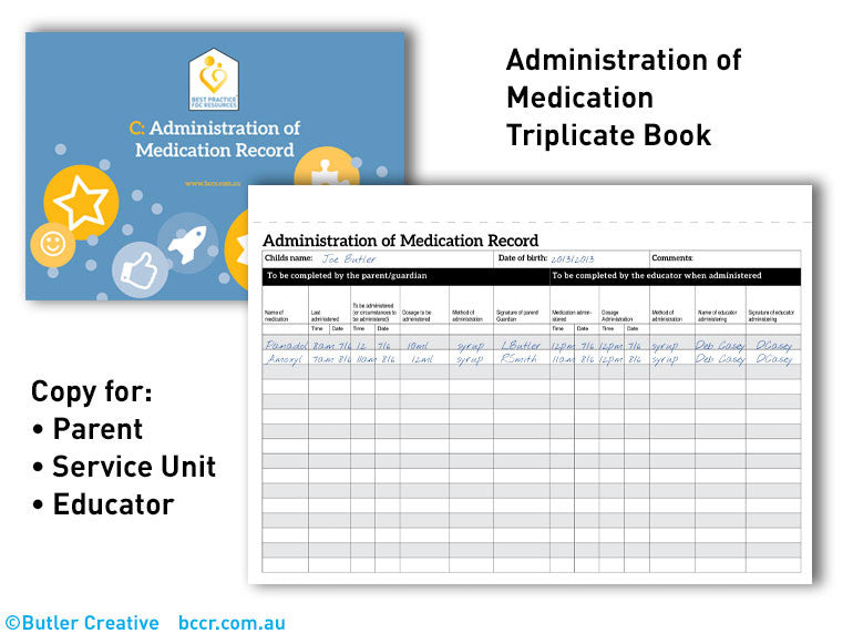 C FDC Administration Of Medication Record Triplicate Book