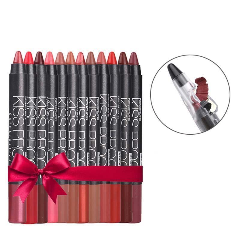 12 Colorset Sexy Kiss Proof Lipstick Pen Makeup 