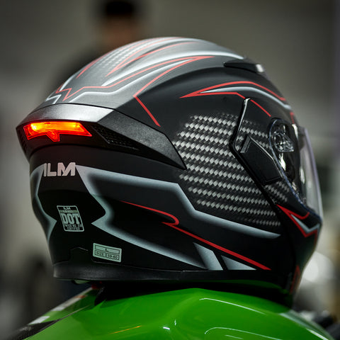 ILM Motorcycle Dual Visor Flip up Modular Full Face Helmet Model 902LED