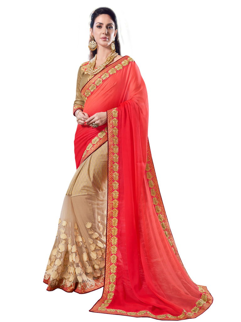 Buy Online Georgette And Net Saree And Designer Blouse – Banglewale ...