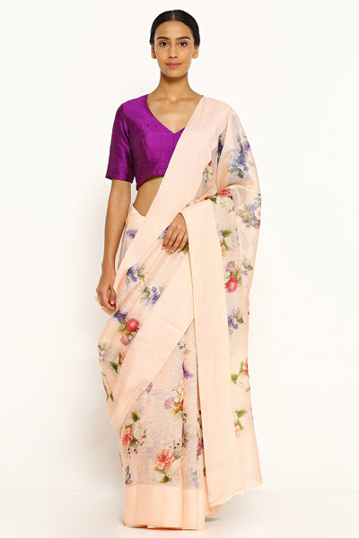 Tie Dyed Pure Kota Silk Saree in Pink and Beige : SJN7404