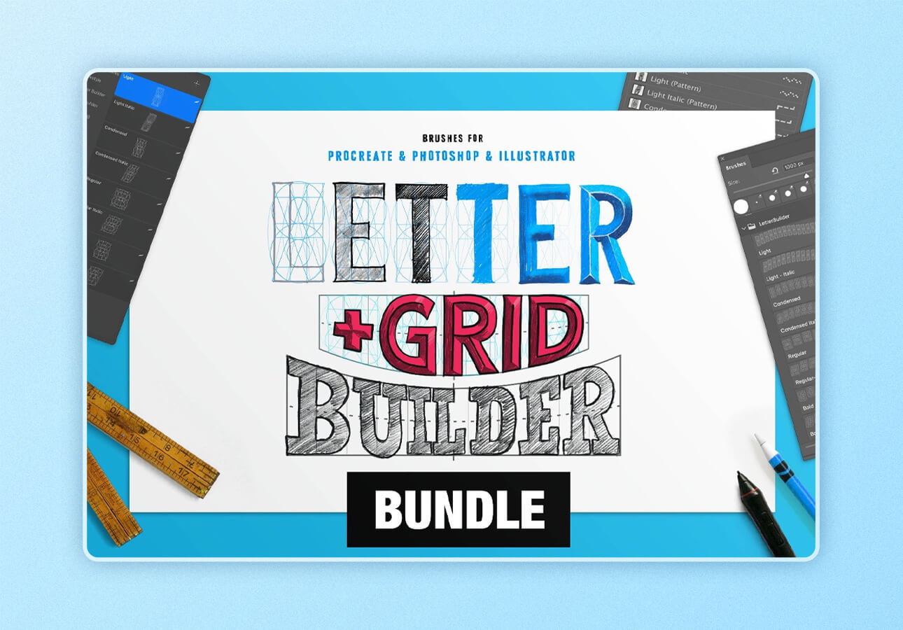The logo for the Letter + Grid Builder Bundle by Ian Barnard and Stefan Kunz