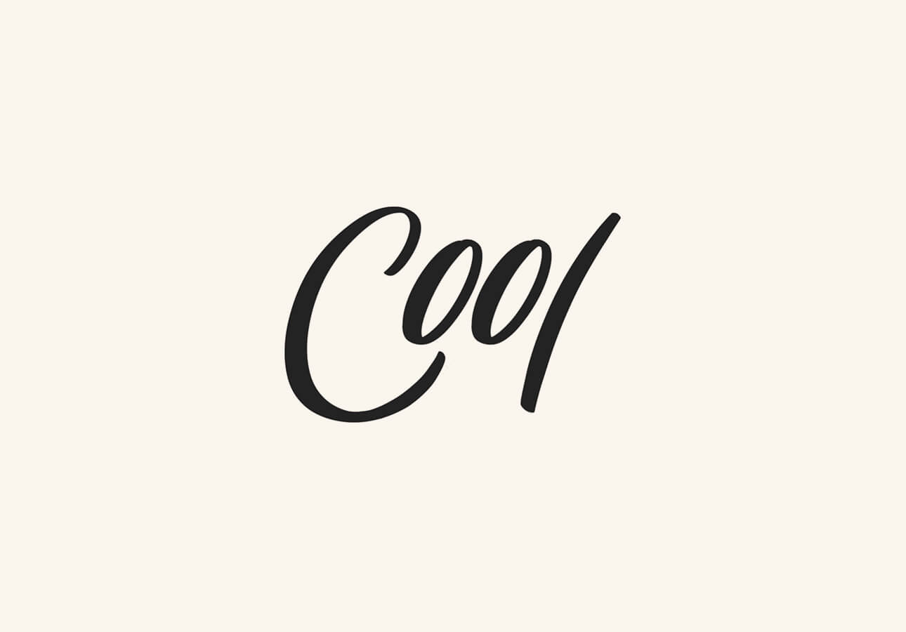 The word “cool” written in gently flowing, flexible script.