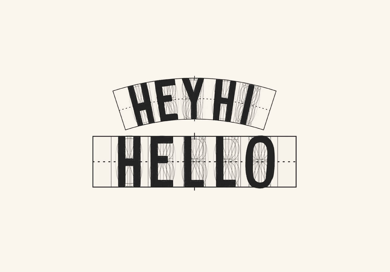 The words “Hello” and “Hey, Hi” created using tools featured in the lettering grid.