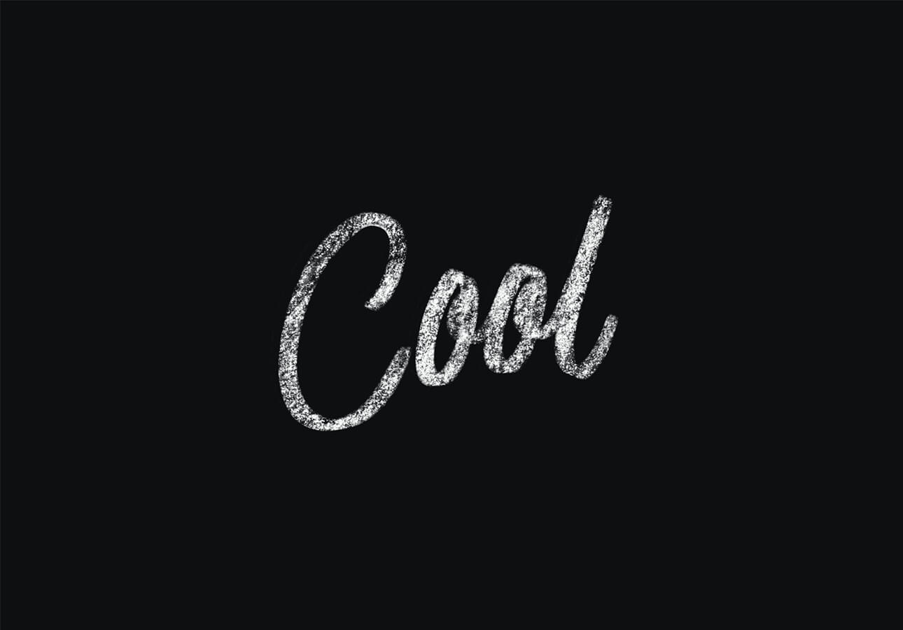 The word “cool” written in a chalk-styled script.
