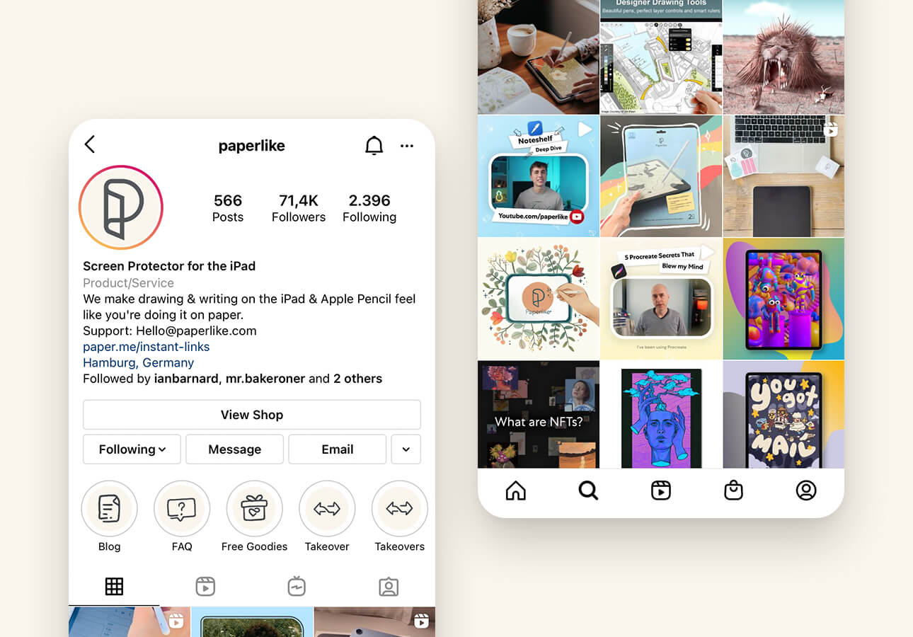 An image showing Paperlike's Instagram page.
