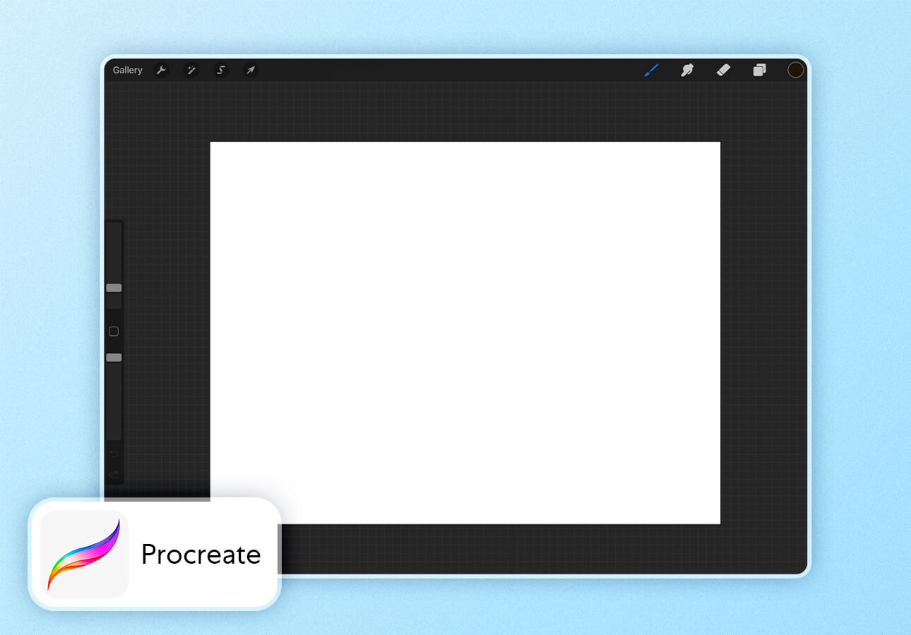 An image showing off the standard Procreate app user interface.