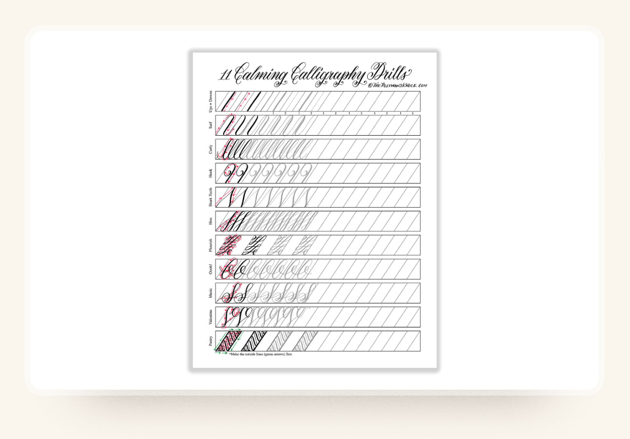 Copperplate Calligraphy practice workbook