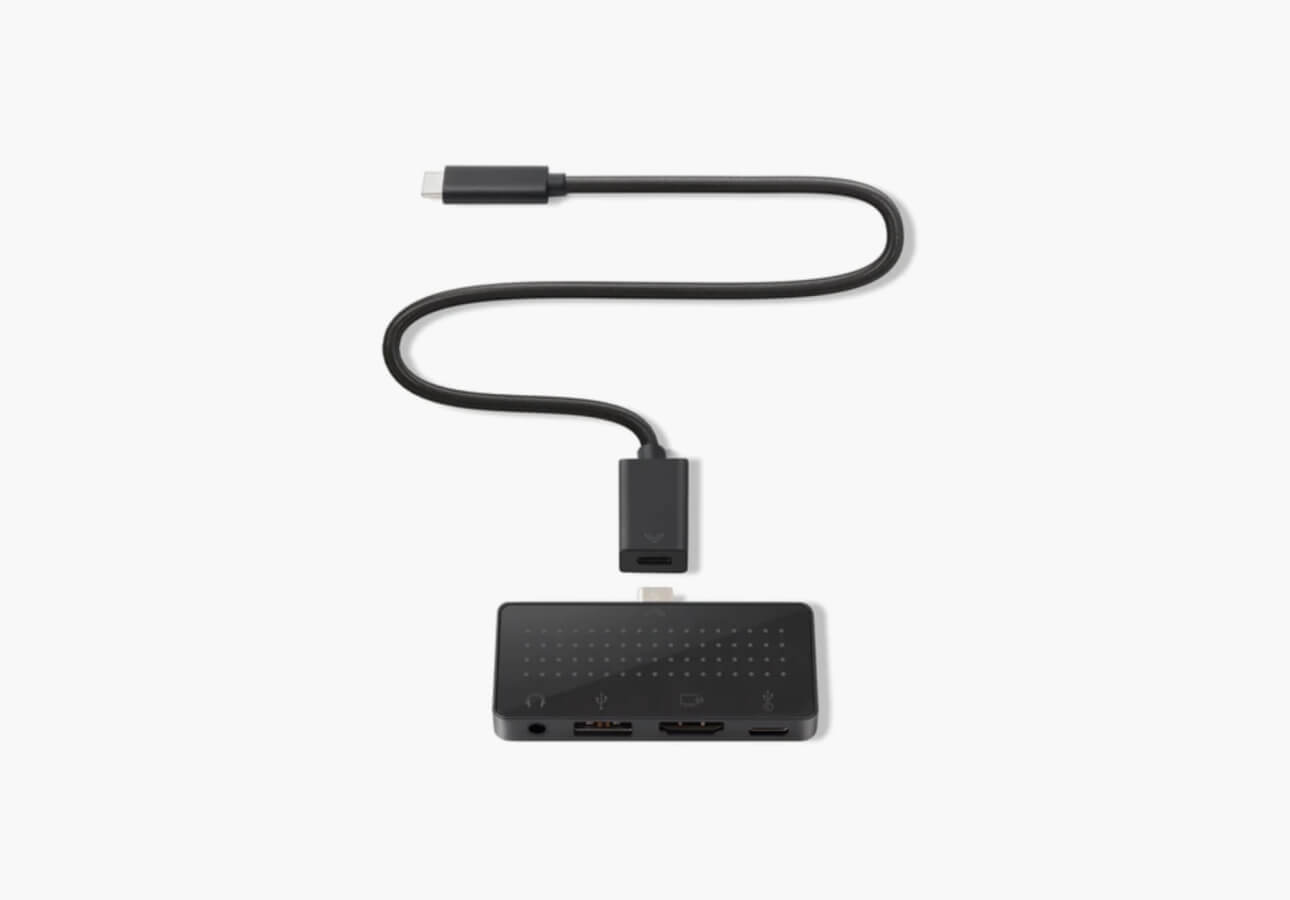 A product image of the StayGo mini USB-C Hub showing its multiple-port input for iPad.