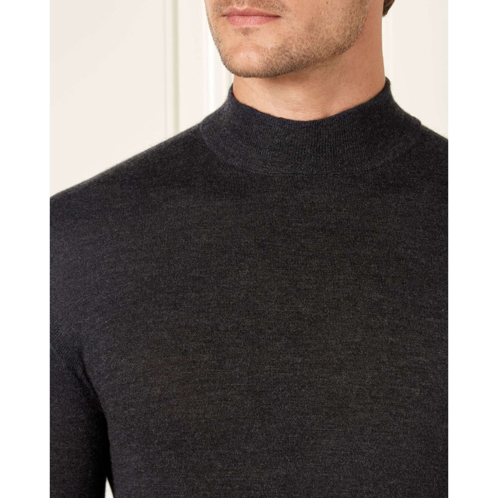 Charcoal Cashmere/Silk Mock Turtleneck Sweater by N.Peal l Official ...