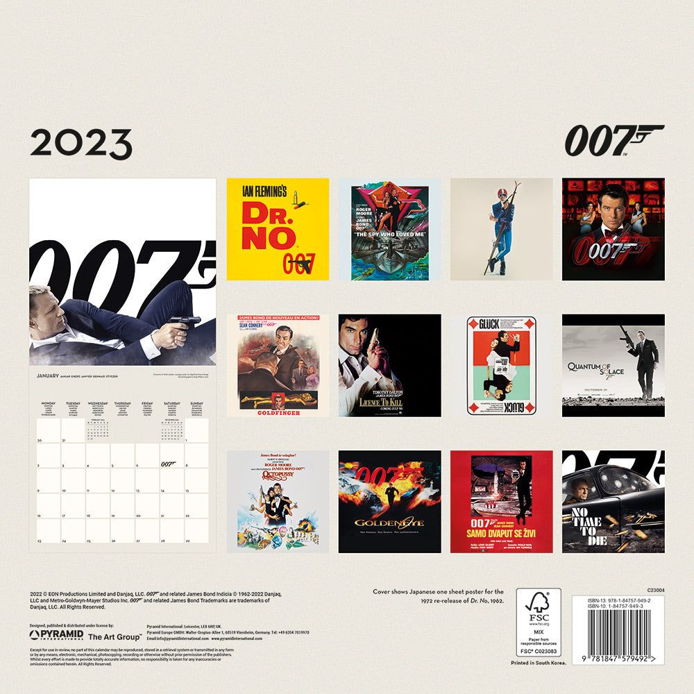 James Bond 2023 Calendar Official 007Store